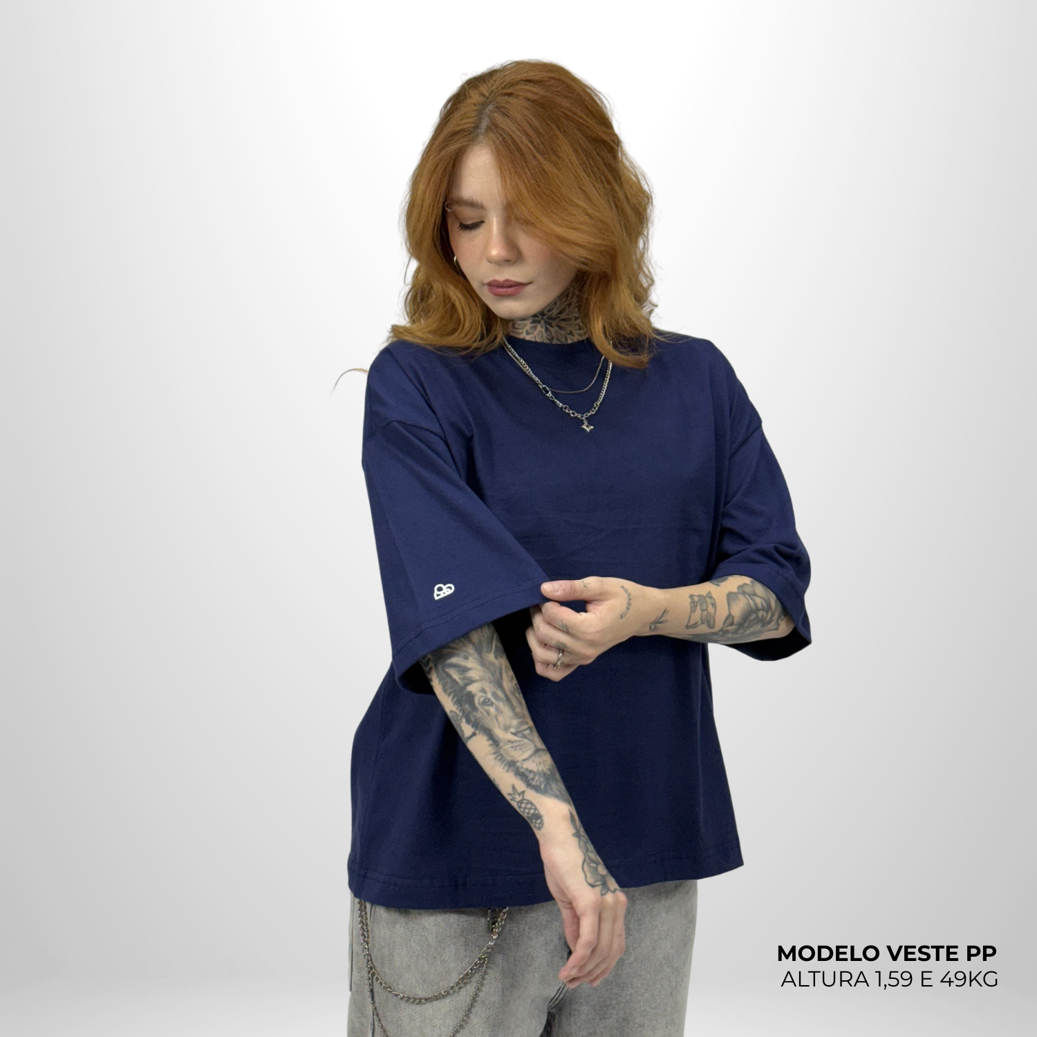 Camiseta Boxy WNC lisa  Azul Marinho