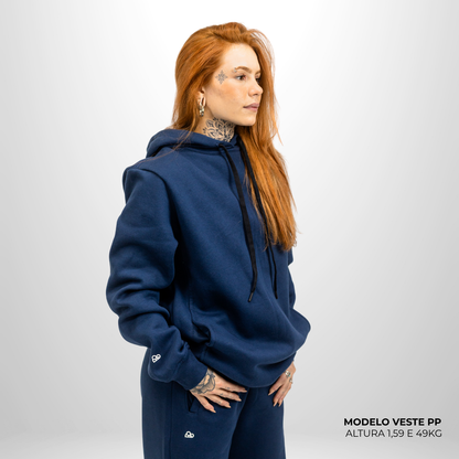 Moletom Comfort Canguru com Capuz Azul