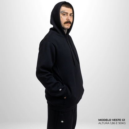 Moletom Comfort Canguru com Capuz Preto