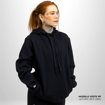Moletom Comfort Canguru com Capuz Preto
