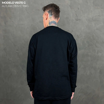 Camiseta Manga Longa Oversized Preto