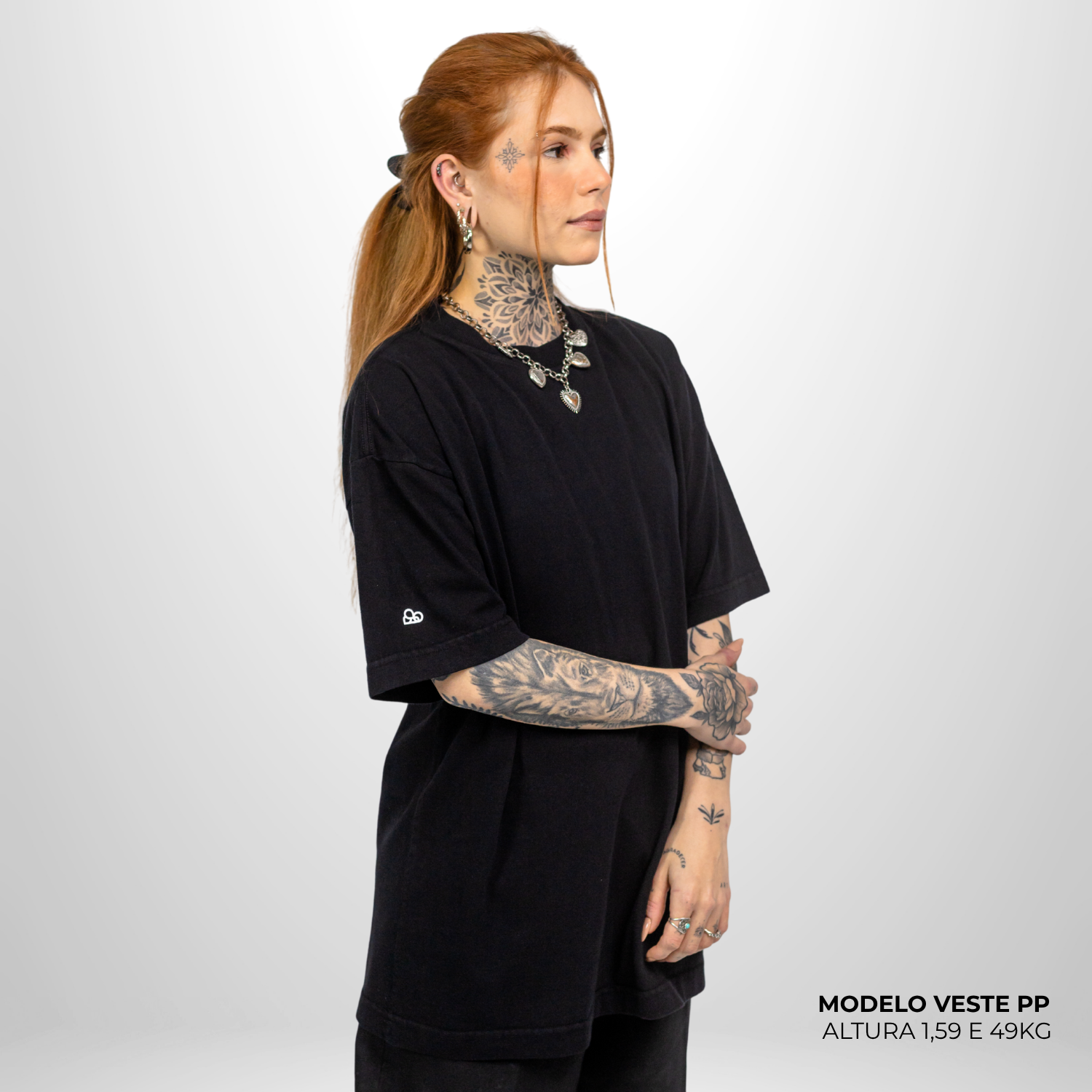 Camiseta Oversized Heavy Lisa Algodão Encorpado Preta