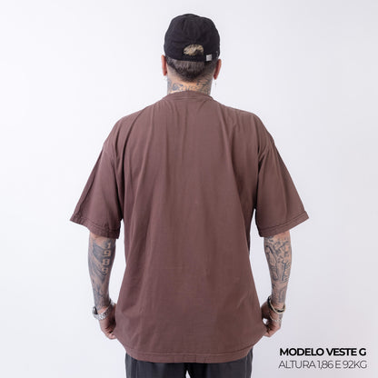 Camiseta Oversized Lisa Marrom Zero Encolhimento