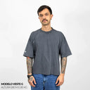 Camiseta Boxy WNC lisa Cinza
