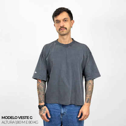 Camiseta Boxy WNC lisa Cinza