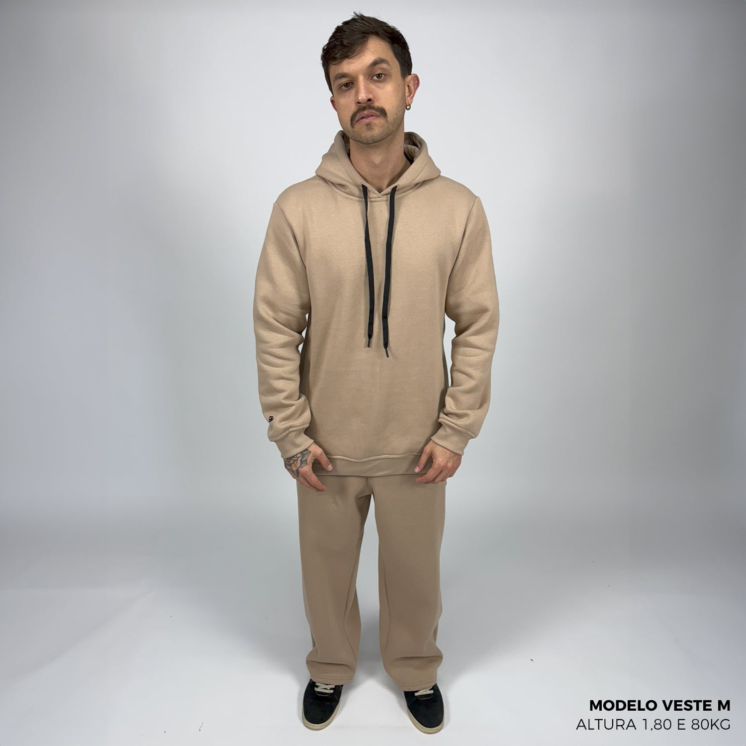 Moletom Comfort Canguru com Capuz Bege