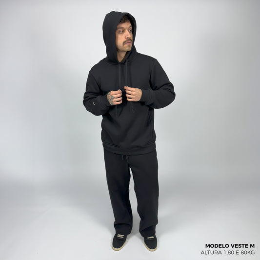 Moletom Comfort Canguru com Capuz Preto