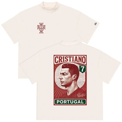 Camiseta Oversized Cristiano 7 Portugal Off White