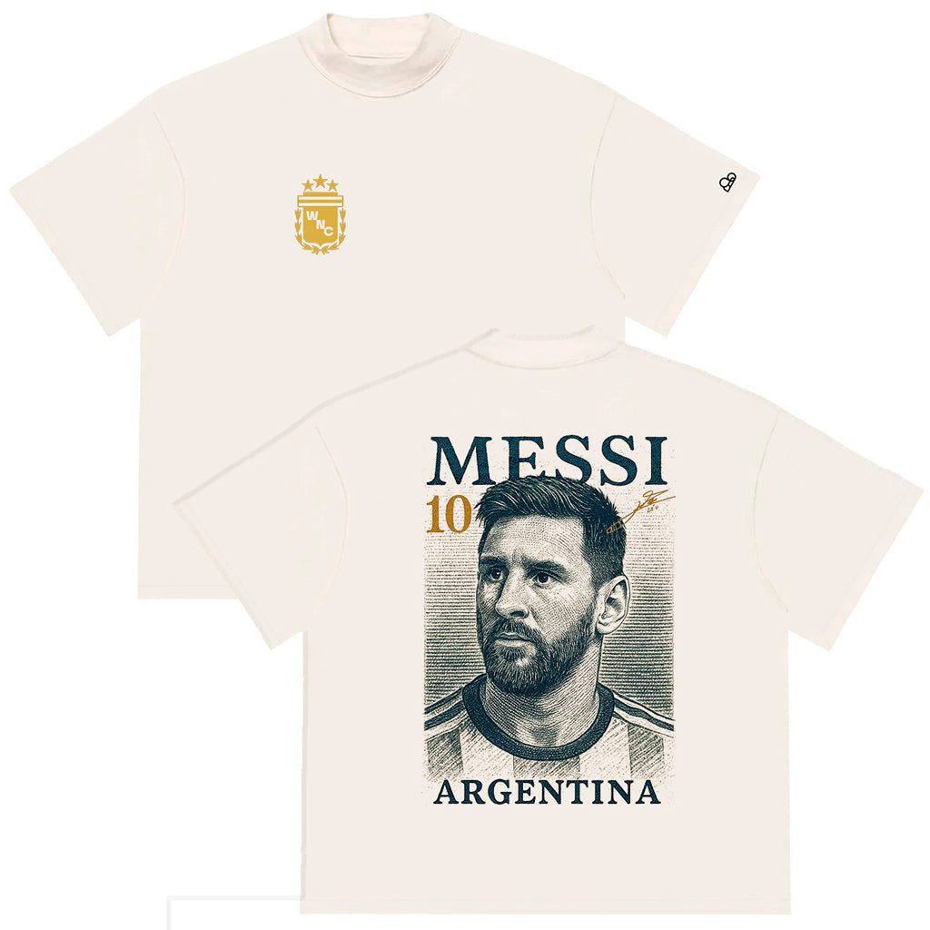 Camiseta Oversized Messi 10 Argentina Off White