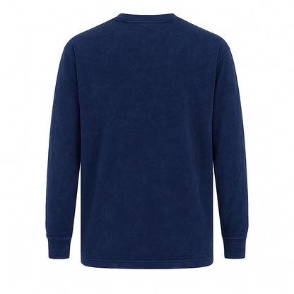 Camiseta Manga Longa Oversized Azul Estonado