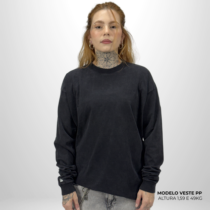Camiseta Manga Longa Oversized Preto Vintage