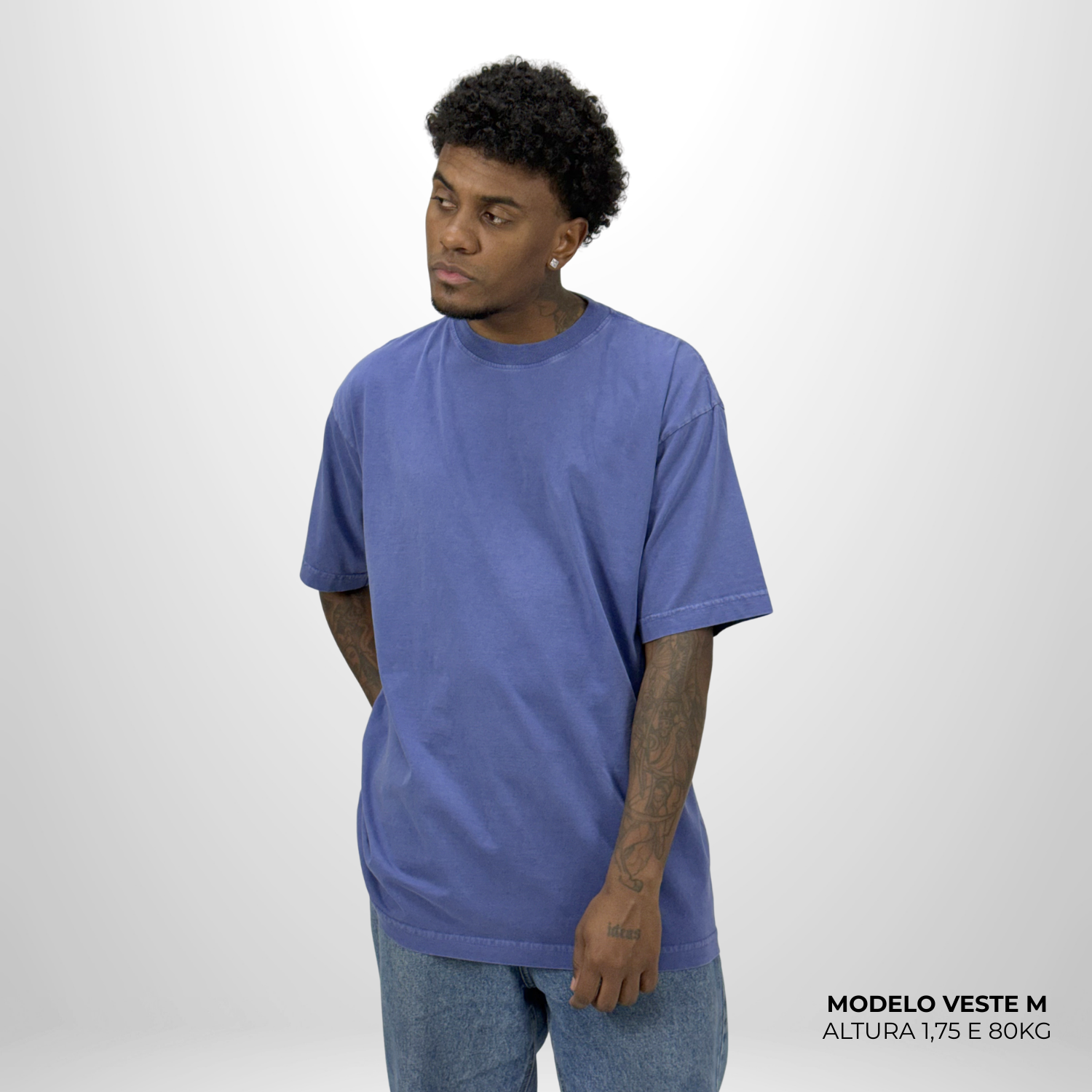 Camiseta Oversized WNC Lisa Azul Envelhecido