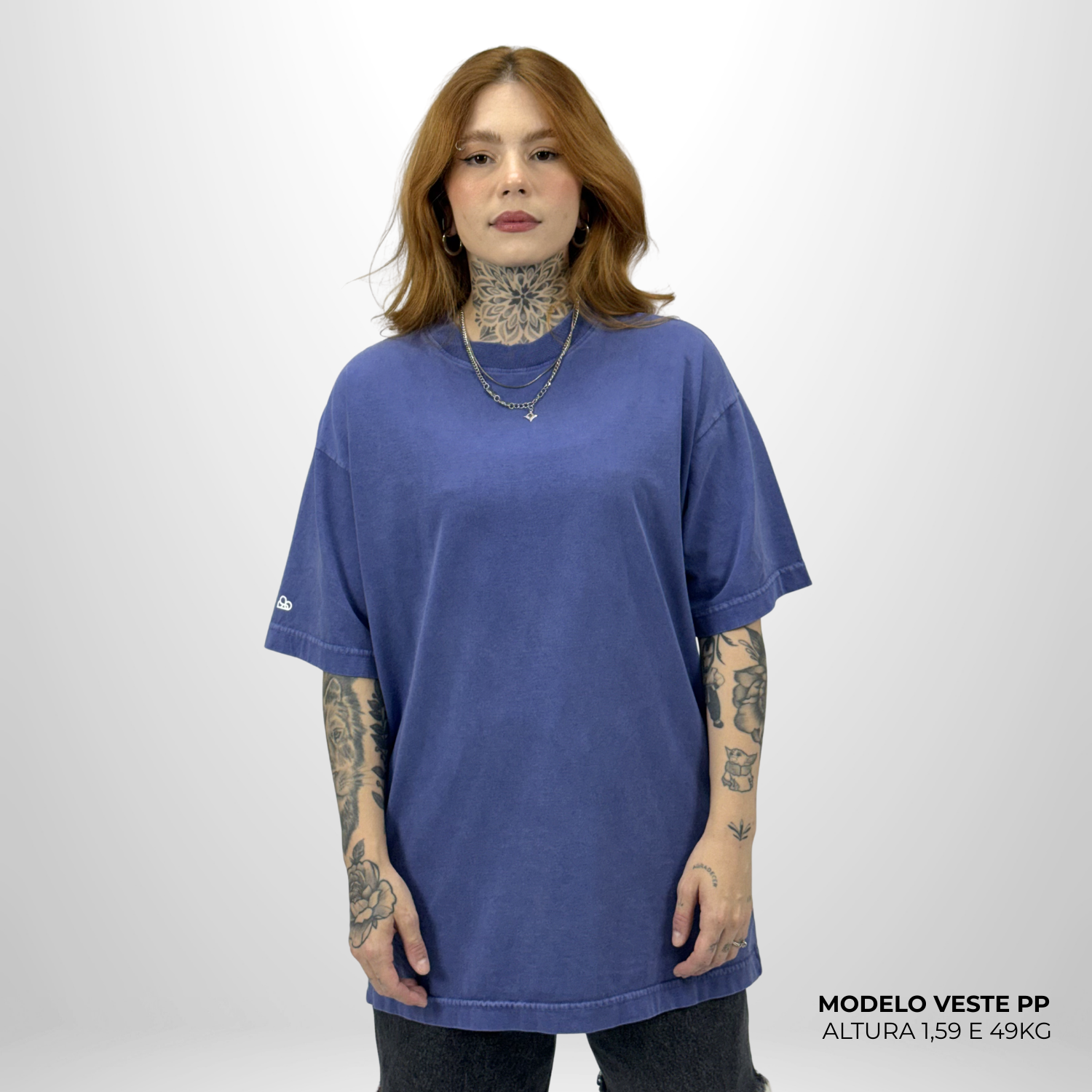 Camiseta Oversized WNC Lisa Azul Envelhecido