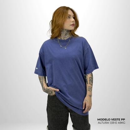 Camiseta Oversized WNC Lisa Azul Envelhecido