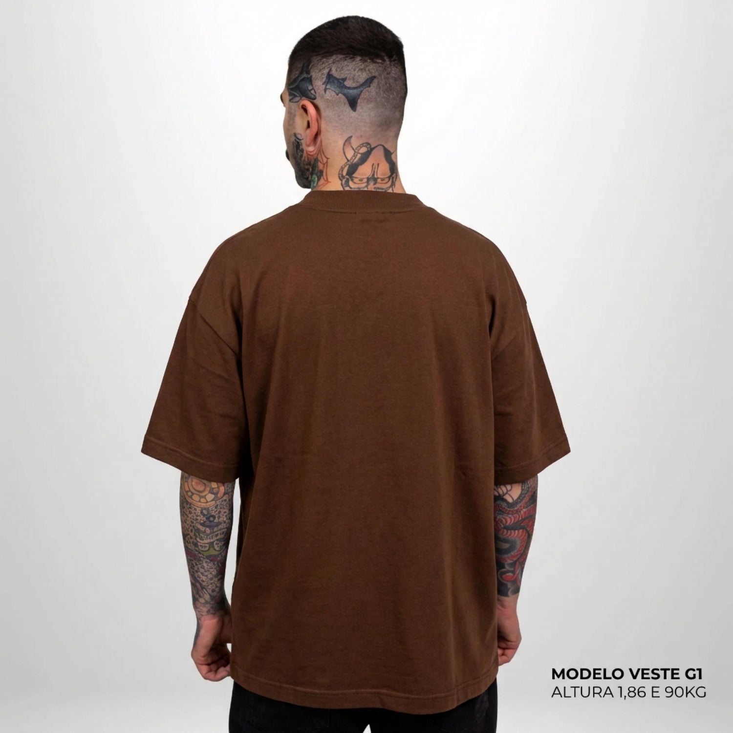 Camiseta Oversized Heavy Lisa Algodão Encorpado Marrom