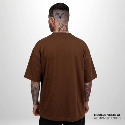 Camiseta Oversized Heavy Lisa Algodão Encorpado Marrom