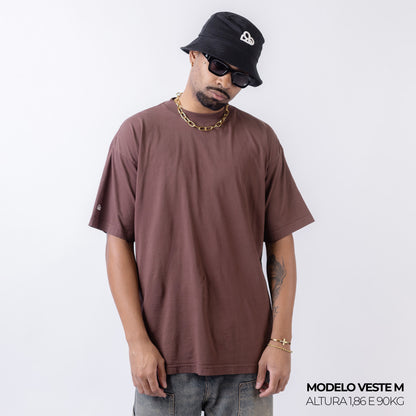 Camiseta Oversized Lisa Marrom Zero Encolhimento
