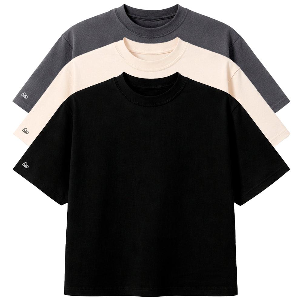 Kit com 3 Camisetas Boxy WNC