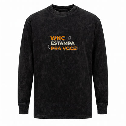 Camiseta Manga Longa Oversized Personalizada Preto Estonado