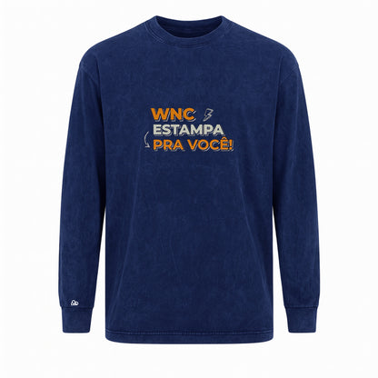 Manga Longa Oversized Personalizada Azul Estonado