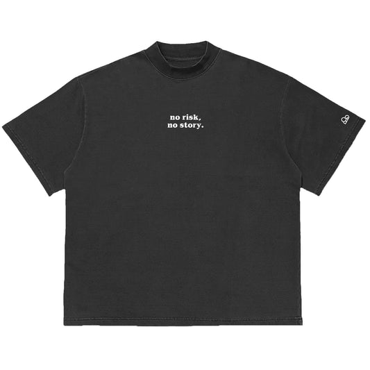 Camiseta Oversized No Risk No Story Cinza