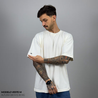 Camiseta Oversized Heavy Lisa Algodão Encorpado Off White