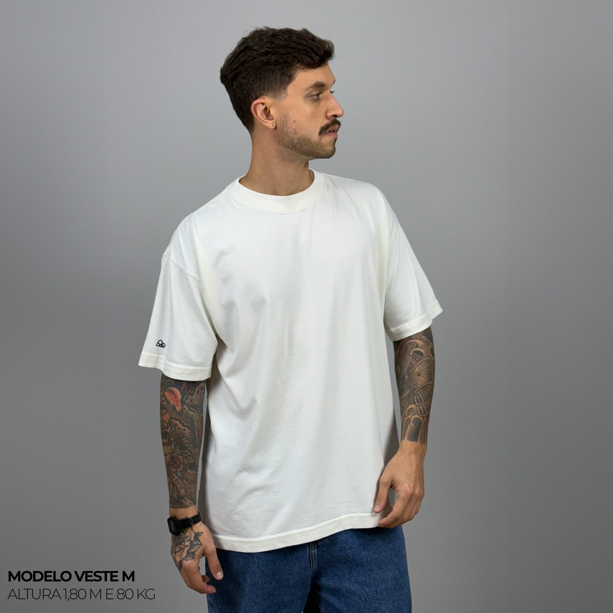 Camiseta Oversized Heavy Lisa Algodão Encorpado Off White