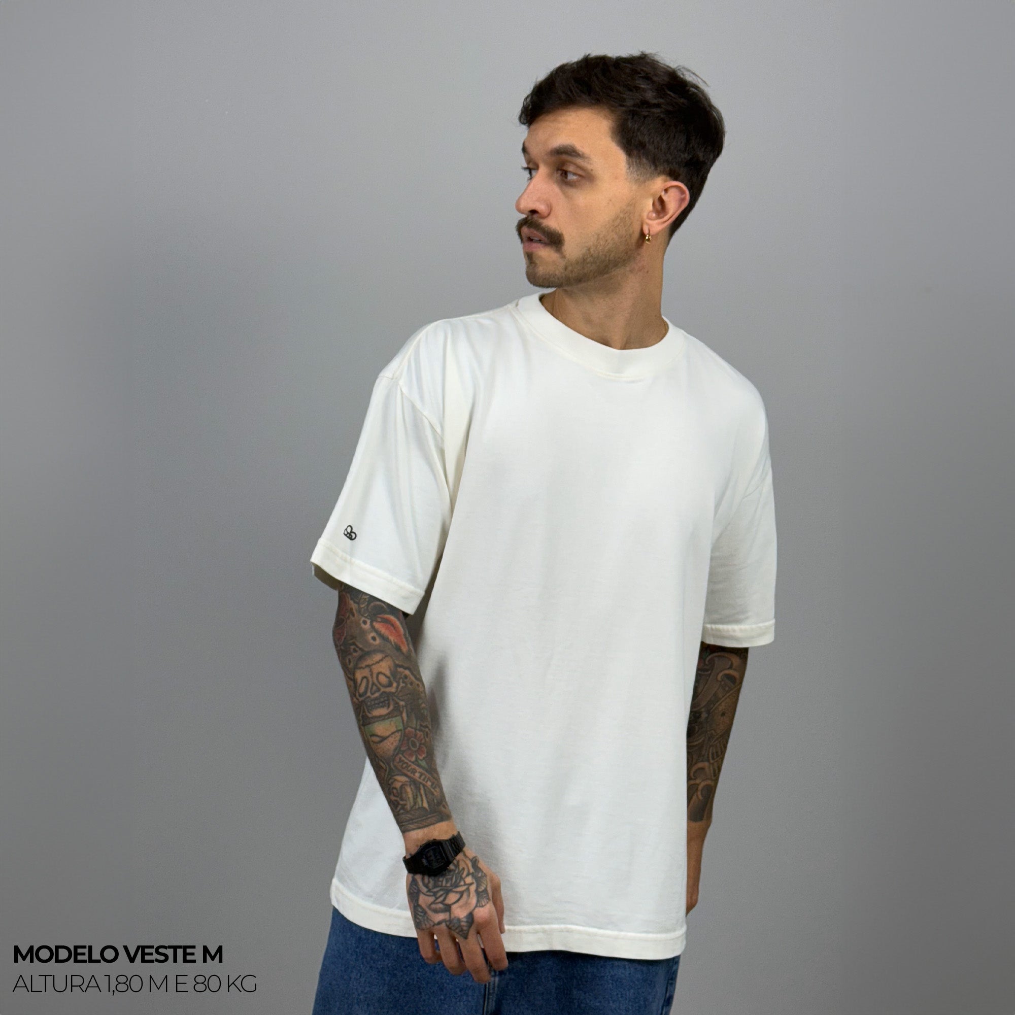 Camiseta Oversized Heavy Lisa Algodão Encorpado Off White
