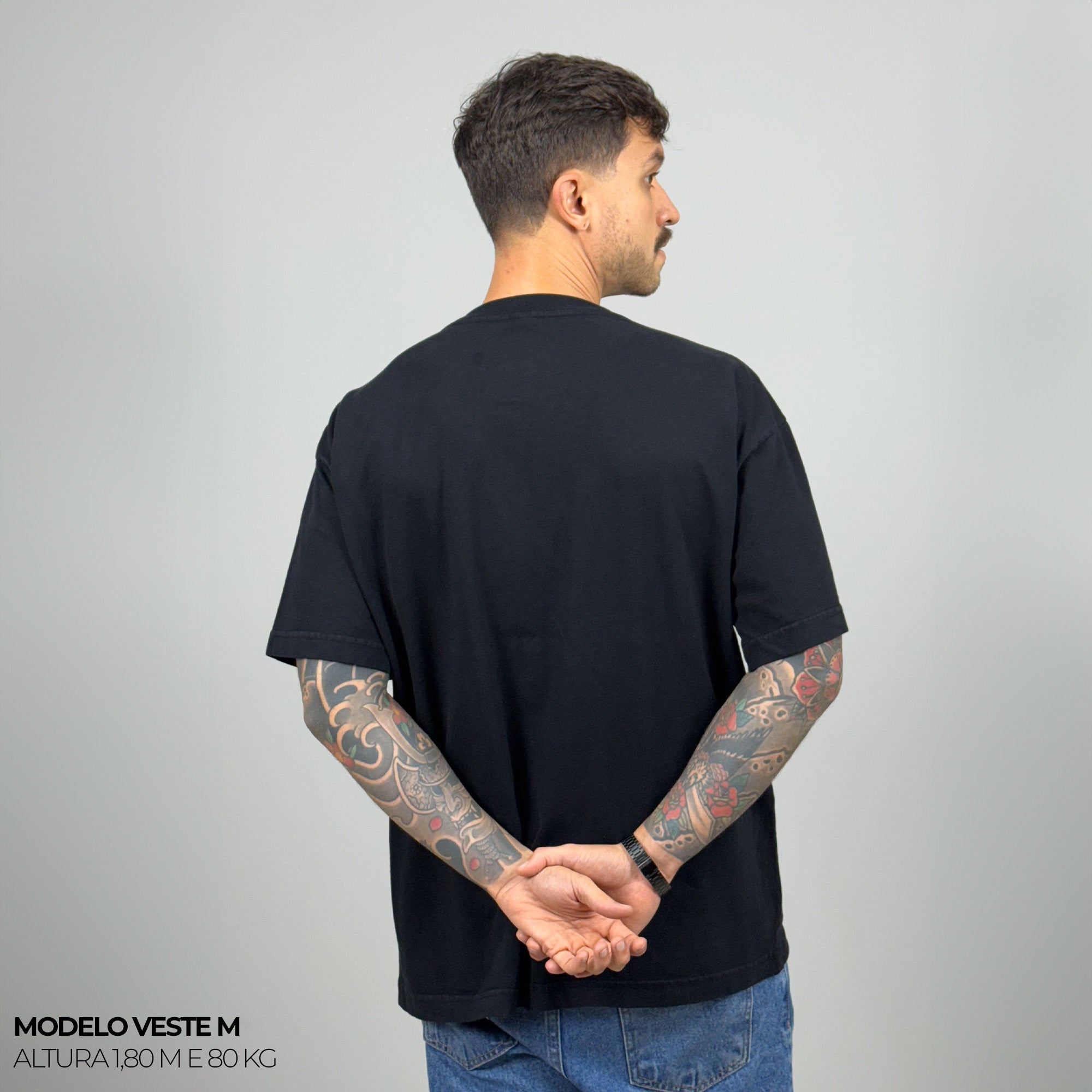 Camiseta Oversized Heavy Lisa Algodão Encorpado Preta