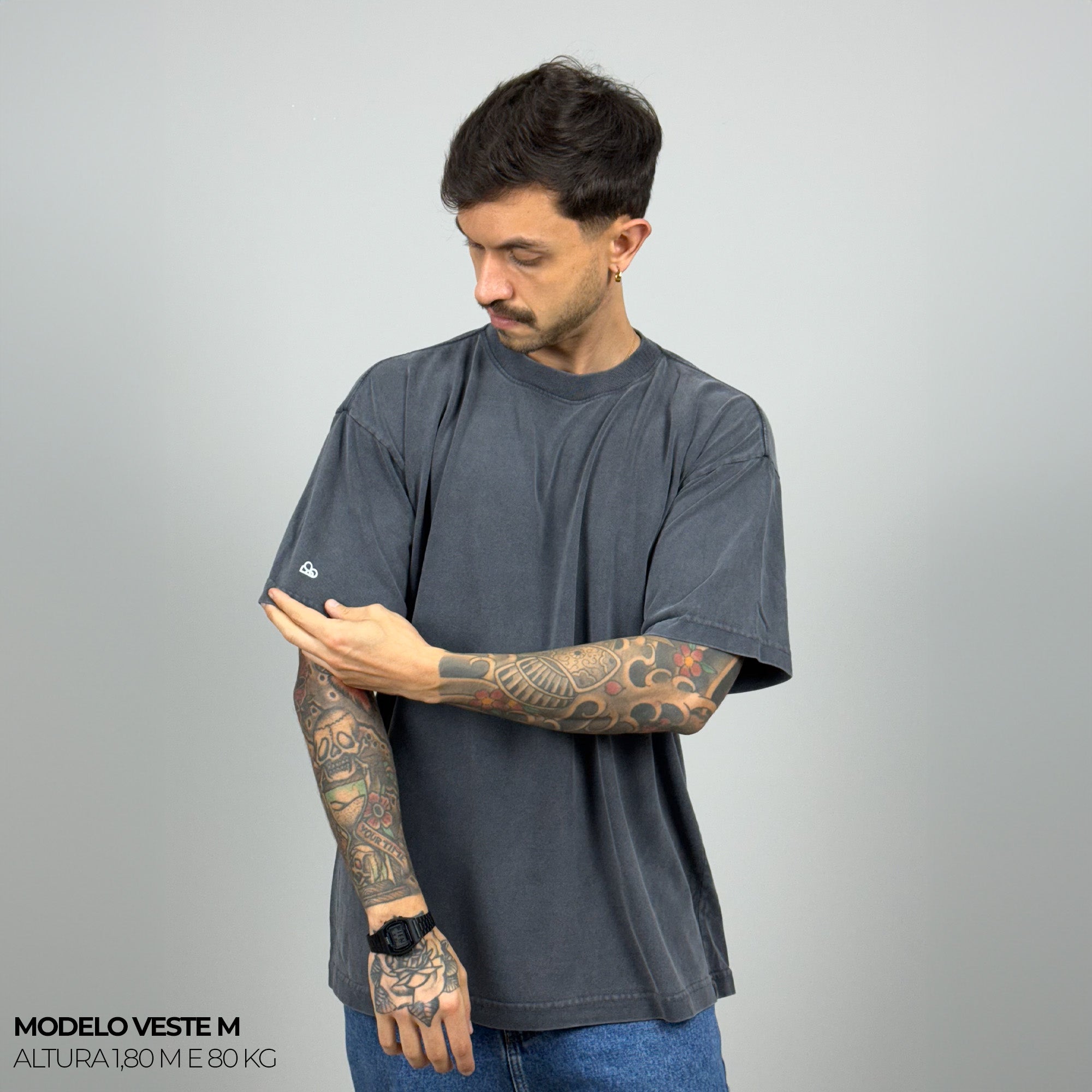 Kit com 3 Camisetas Oversized Heavy Lisa Algodão Encorpado