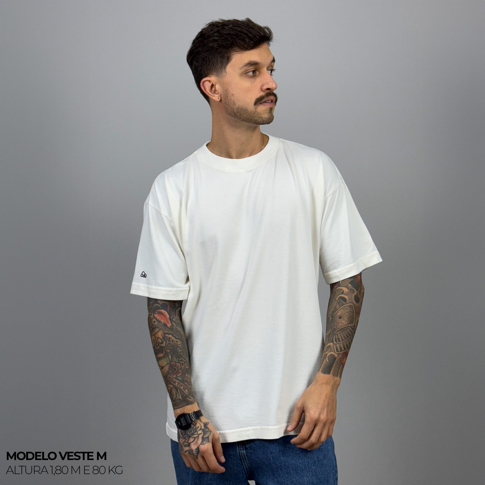 Kit com 3 Camisetas Oversized Heavy Lisa Algodão Encorpado