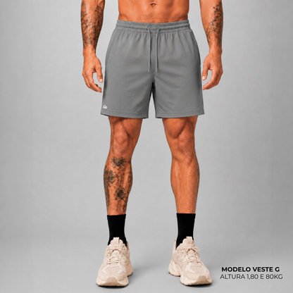 Short WNC Poliamida com Zíper Cinza Escuro