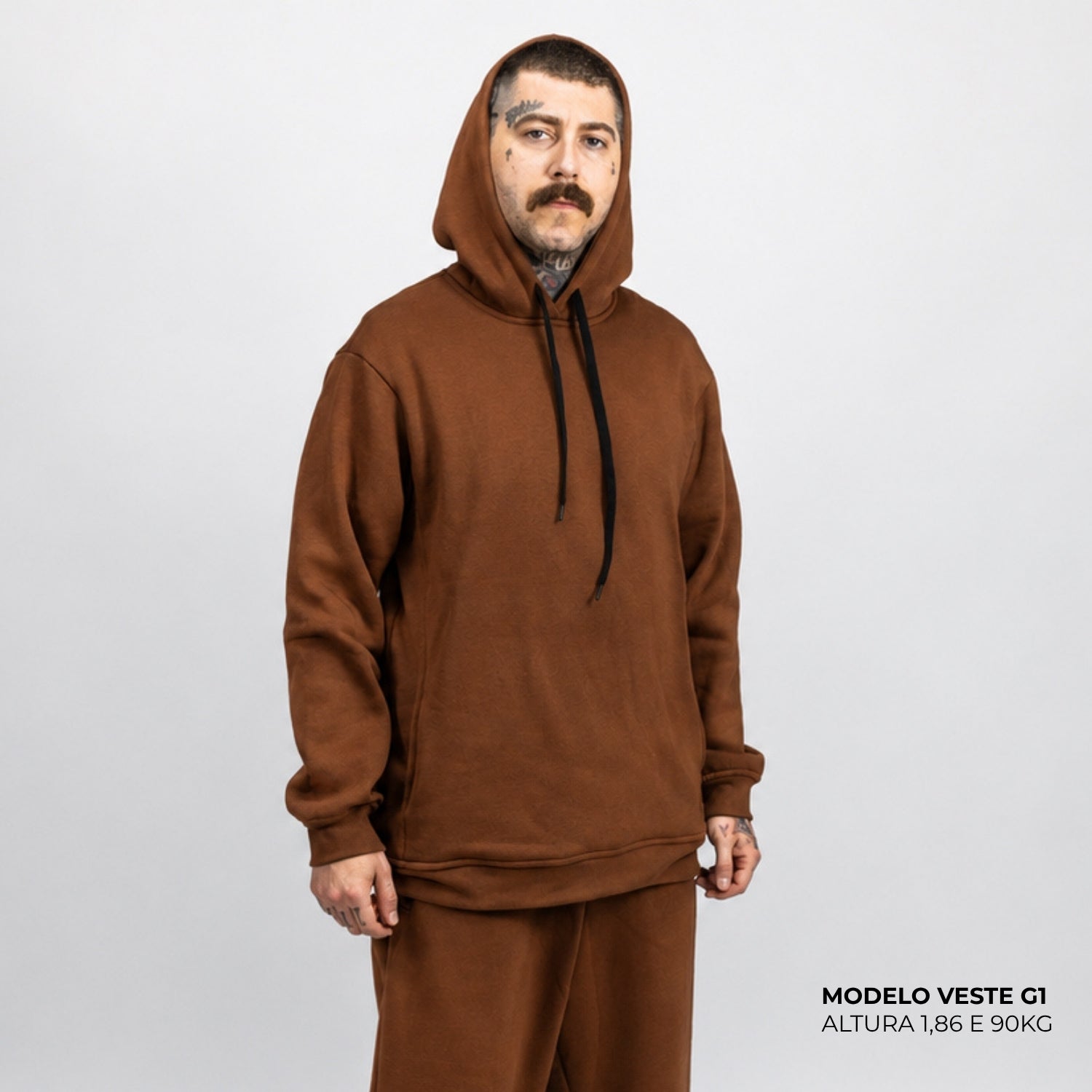 Moletom Comfort Canguru com Capuz Marrom
