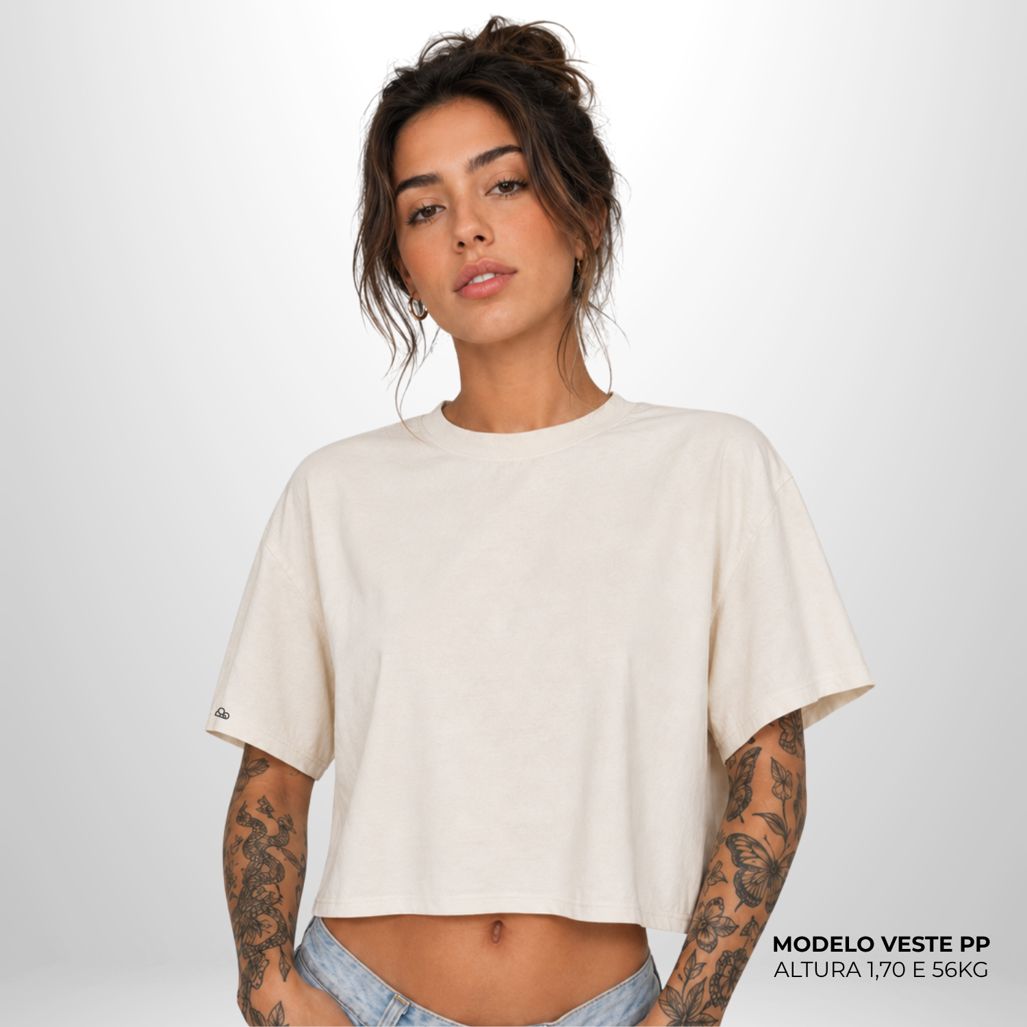Cropped Oversized Liso Algodão Encorpado Off White