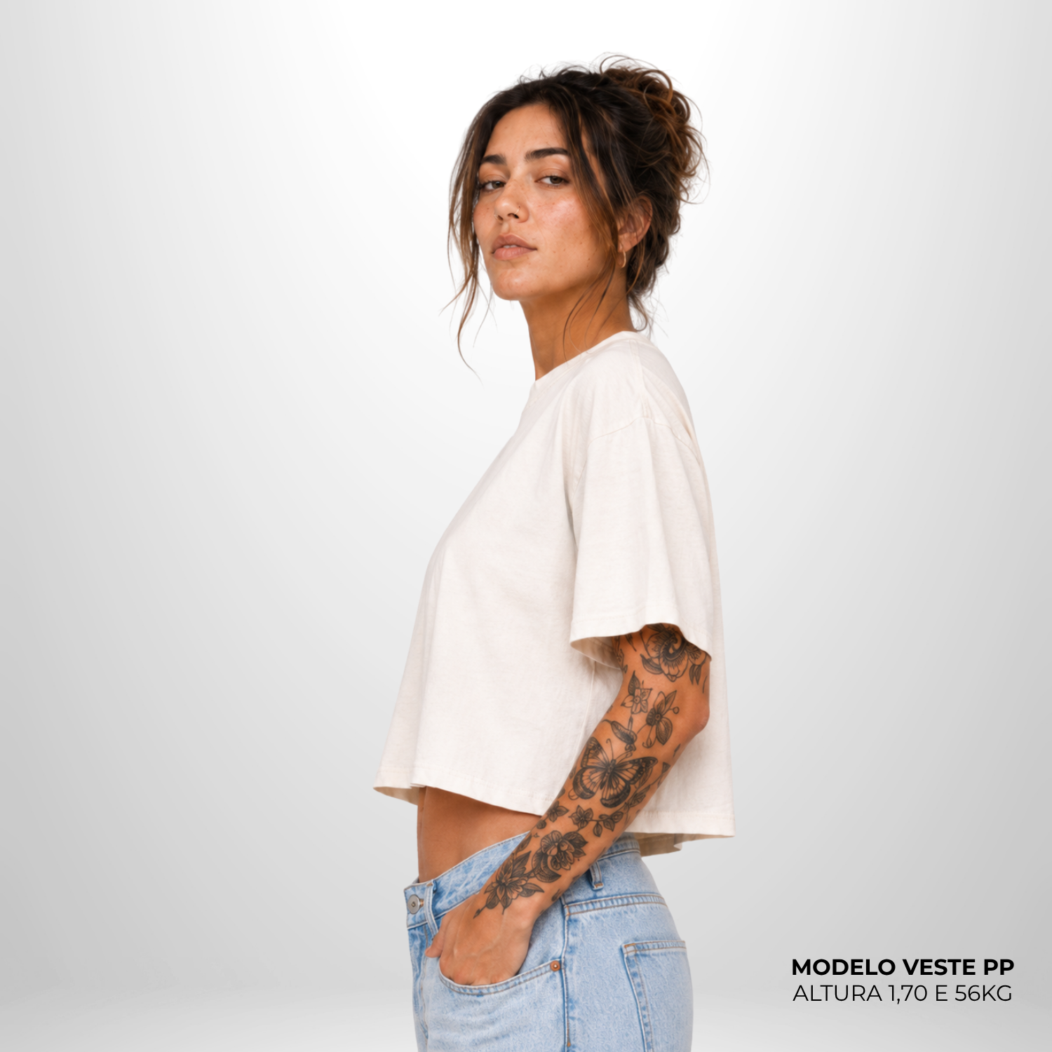 Cropped Oversized Liso Algodão Encorpado Off White