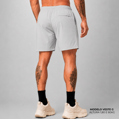Short WNC Poliamida com Zíper Cinza Claro