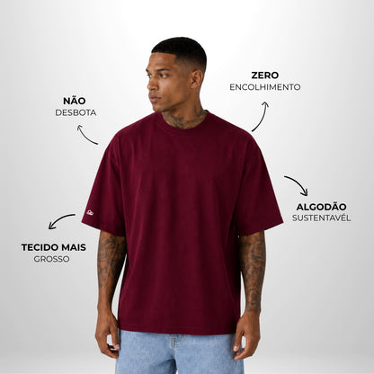 Camiseta Oversized Lisa Bordo Zero Encolhimento