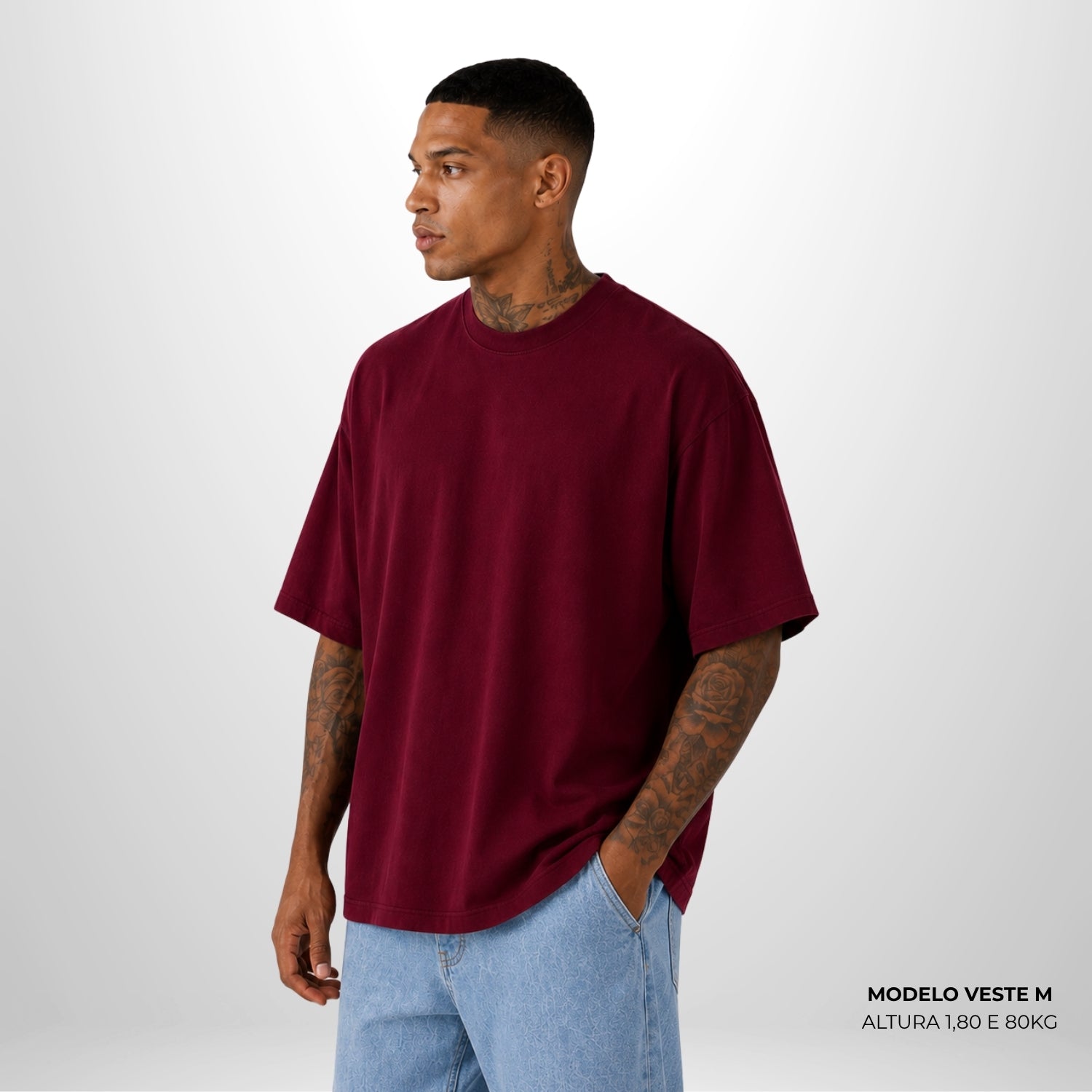 Camiseta Oversized Lisa Bordo Zero Encolhimento