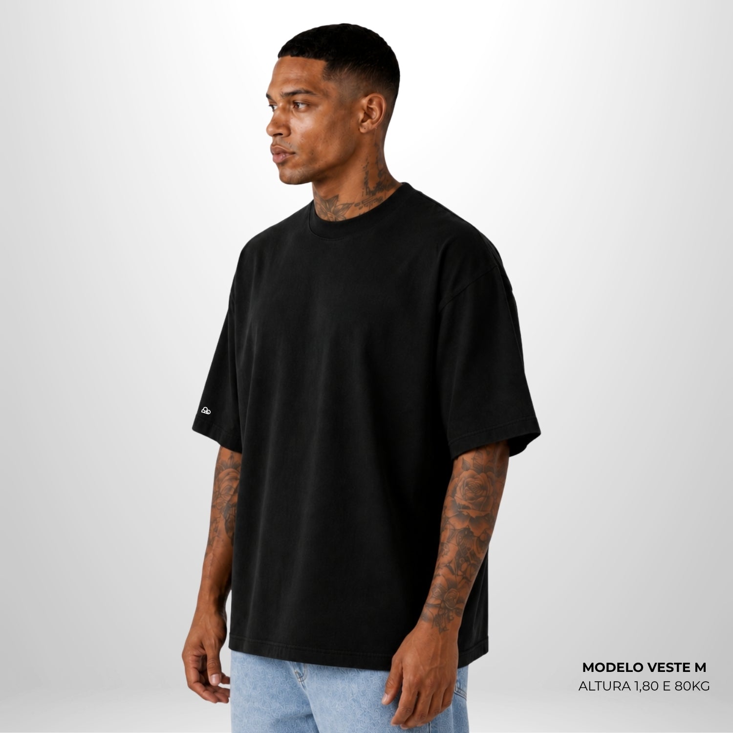 Camiseta Oversized Lisa Preto Zero Encolhimento
