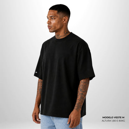 Camiseta Oversized Lisa Preto Zero Encolhimento
