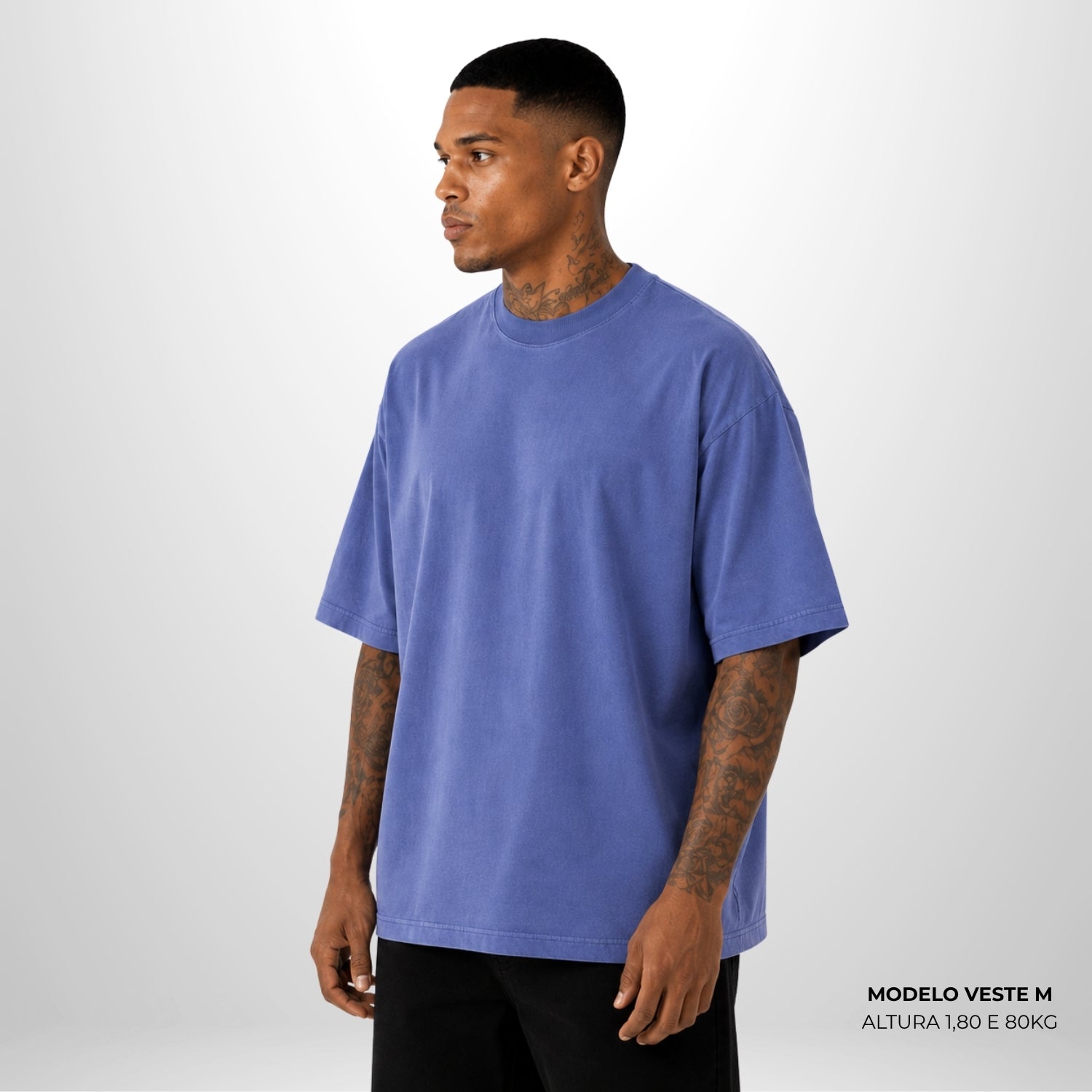 Camiseta Oversized WNC Lisa Azul Envelhecido