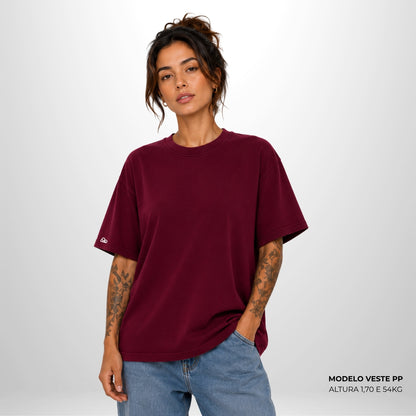 Camiseta Oversized Lisa Bordo Zero Encolhimento