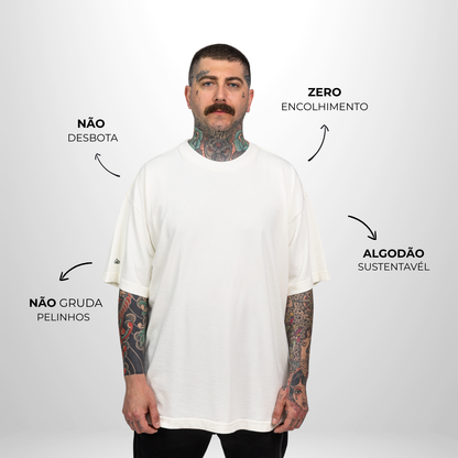 Camiseta Oversized Heavy Lisa Algodão Encorpado Off White