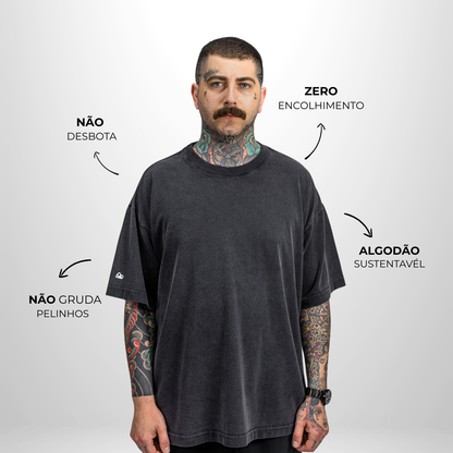 Camiseta Oversized Heavy Lisa Algodão Encorpado Cinza