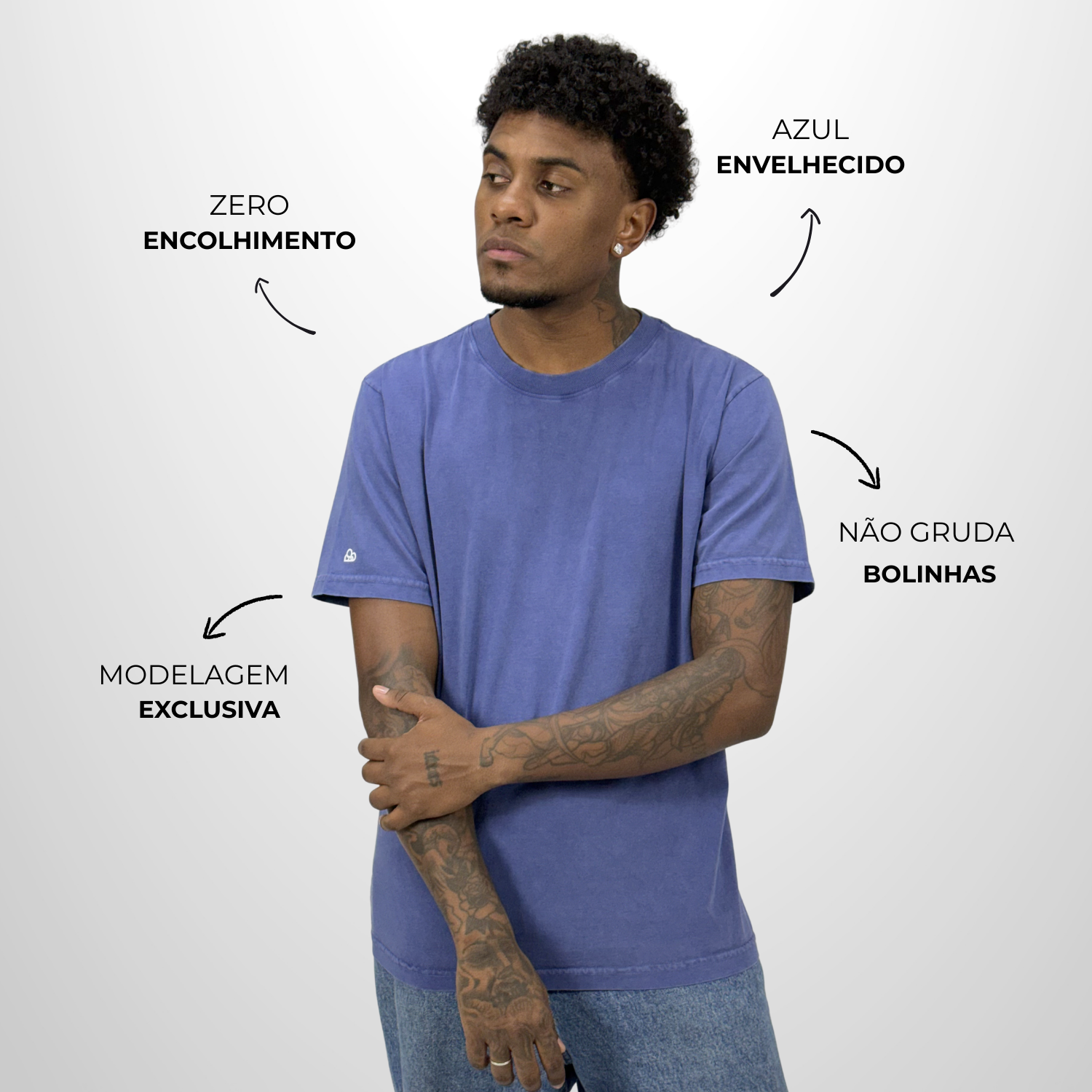 Camiseta Basic WNC Lisa Azul Envelhecido