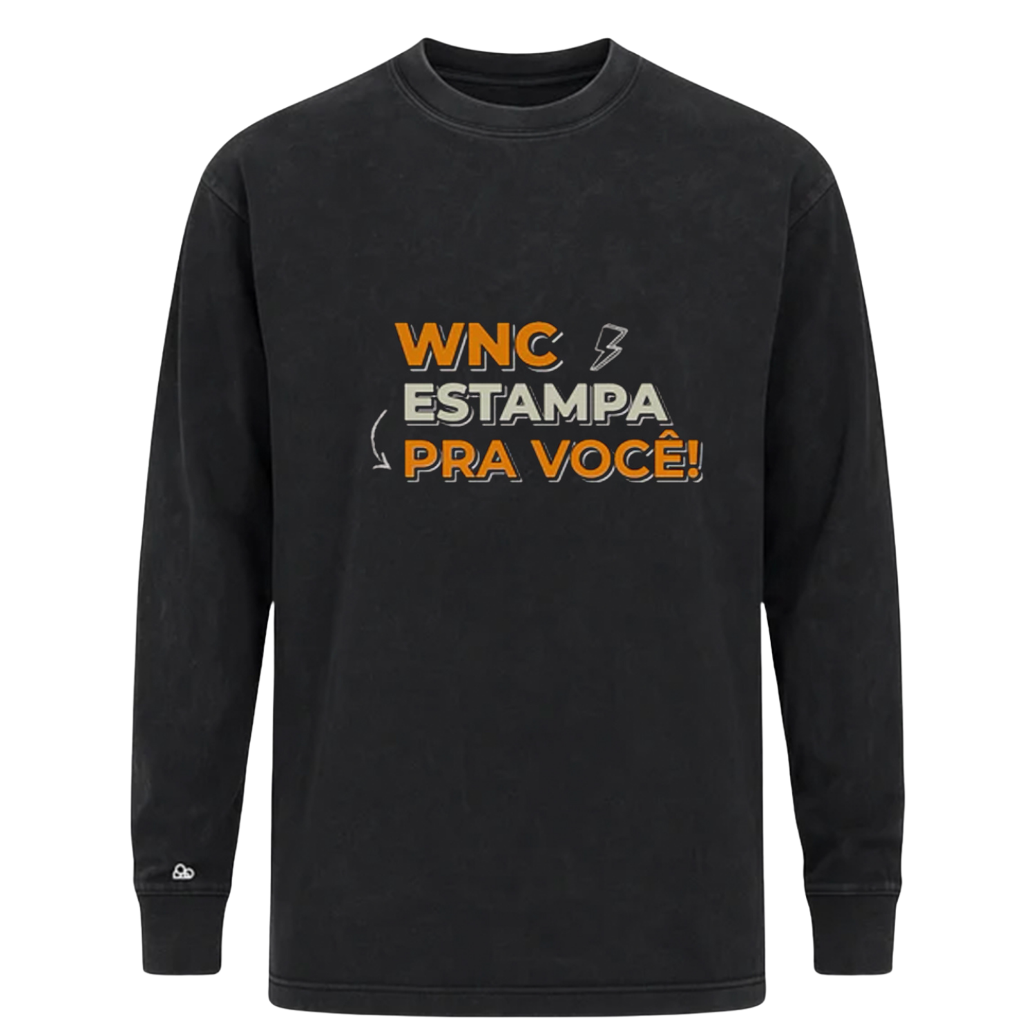 Camiseta Manga Longa Oversized Personalizada Preto Vintage