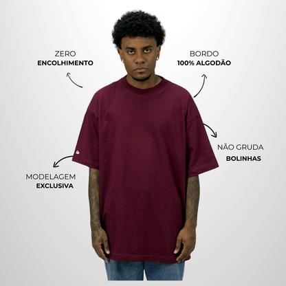 Camiseta Oversized Lisa Bordo Zero Encolhimento