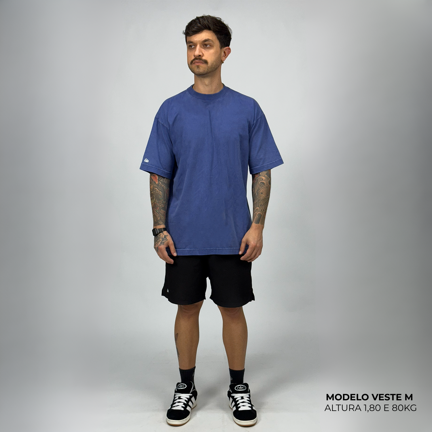 Camiseta Oversized WNC Lisa Azul Envelhecido