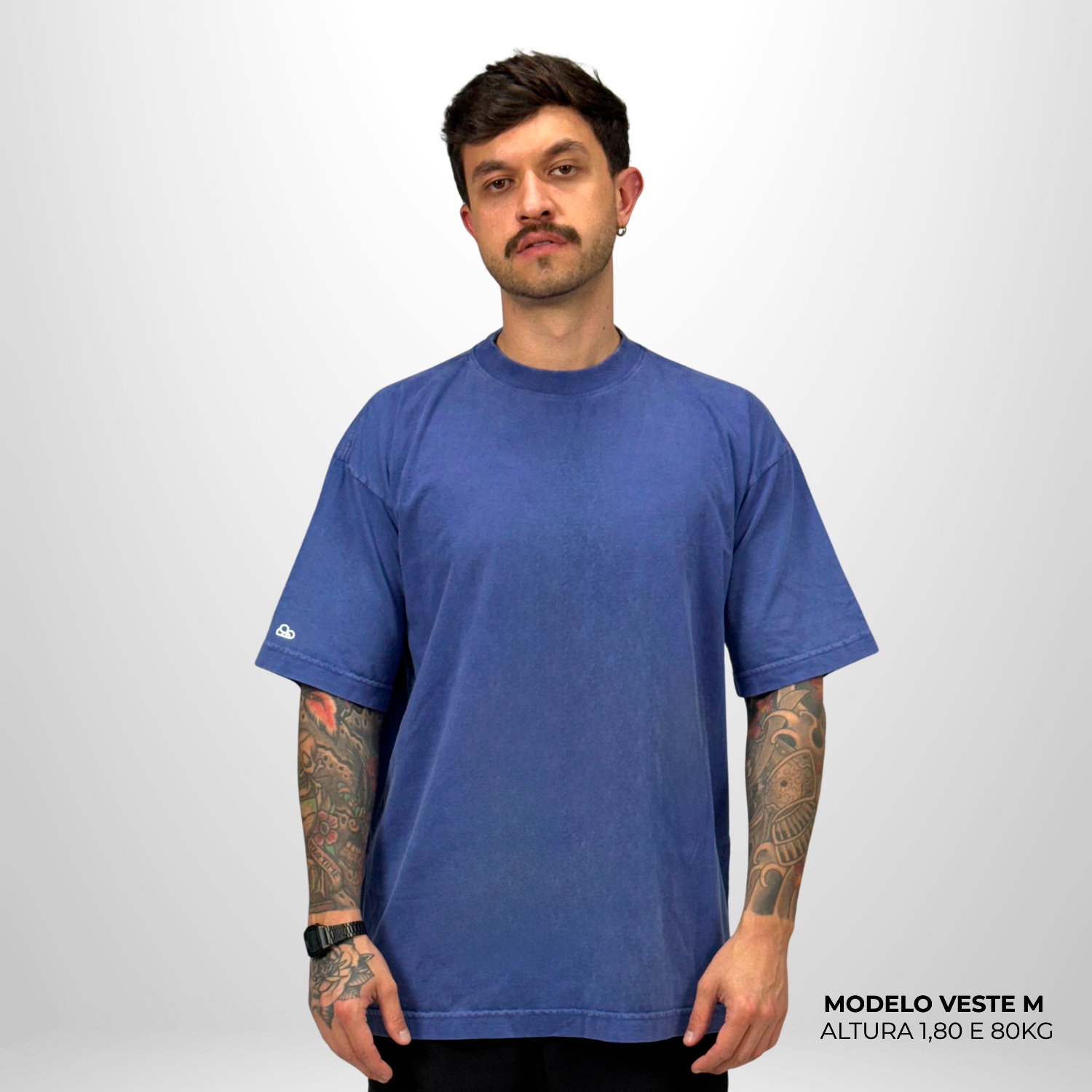 Camiseta Oversized WNC Lisa Azul Envelhecido