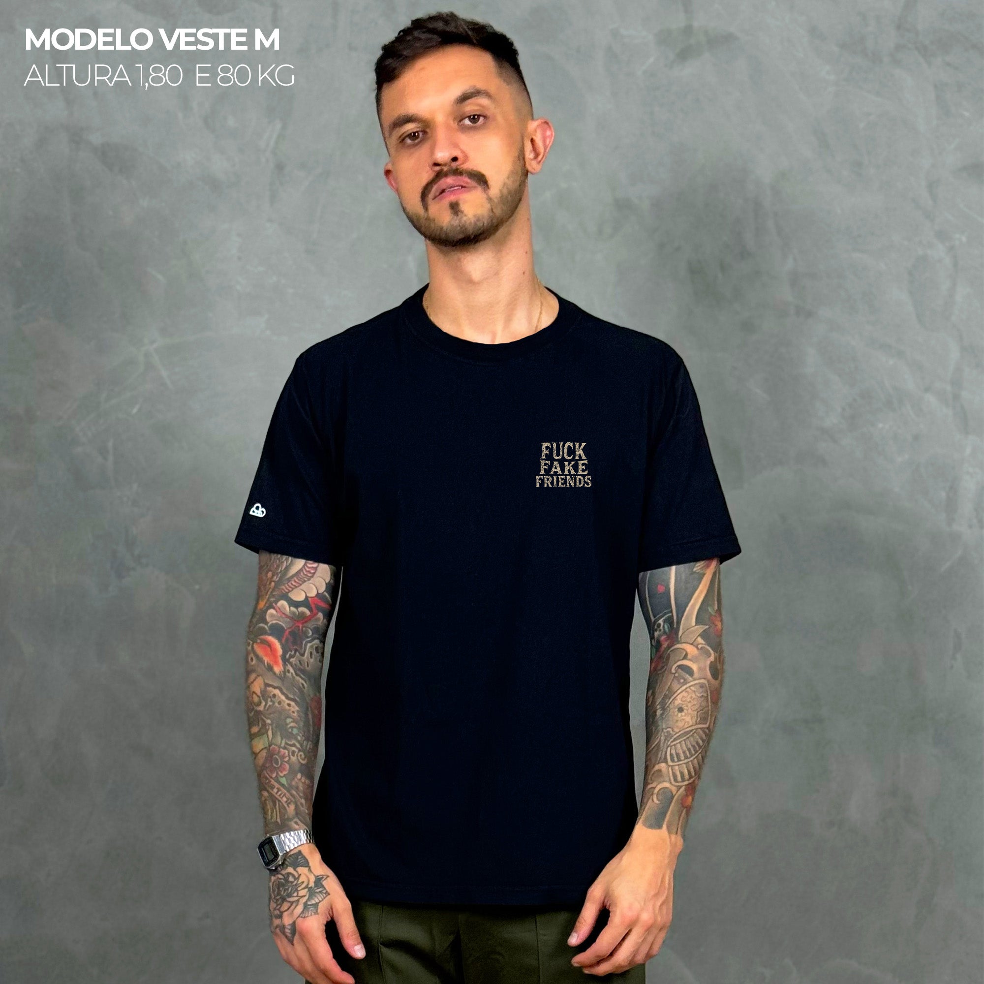 Camiseta Basic Fuck Fake Friends Preto